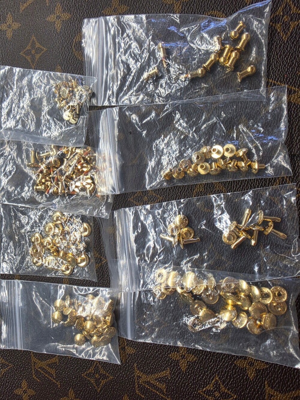 Louis Vuitton Gold Tone Purse Hardware Set - Assorted Studs & Rivets....